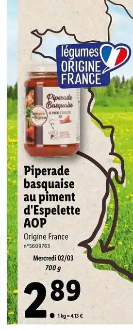 Lidl Piperade Basquaise Au Piment D'Espelette AOP offre