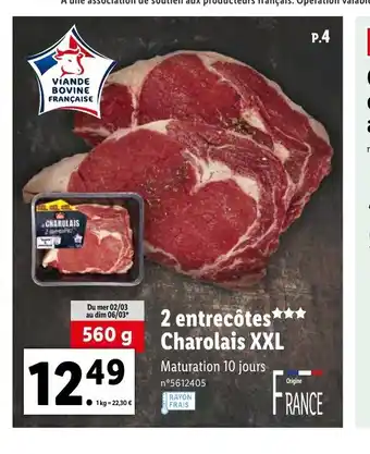 Lidl 2 Entrecotes Charolais XXL offre