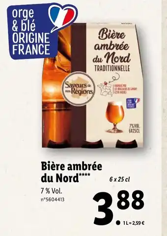 Lidl Biére Ambrée Du Nord offre
