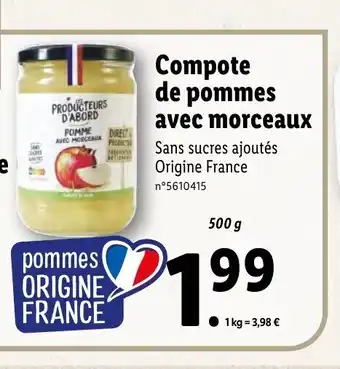 Lidl Compote De Pommes Avec Morceaux offre