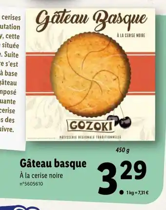Lidl Gateau Basque offre