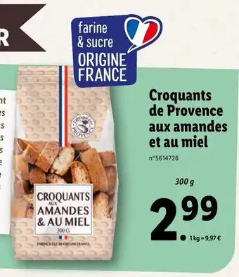Lidl Croquants De Provence Aux Amandes Et Au Miel offre