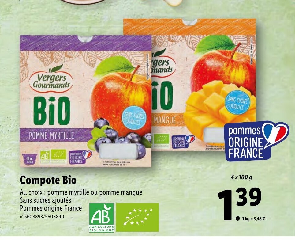 Promo Compote Bio chez Lidl