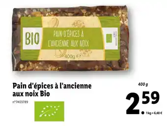 Lidl Pain D'épices a l'ancienne Aux Noix Bio offre