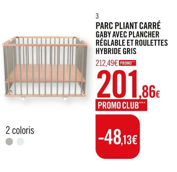 Promo Combelle Parc Pliant Carre Gaby Avec Plancher Reglable Et Roulettes Hybride Gris Chez Orchestra