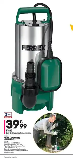 ALDI Pompe à Eaux Usées Submersible Ferrex offre