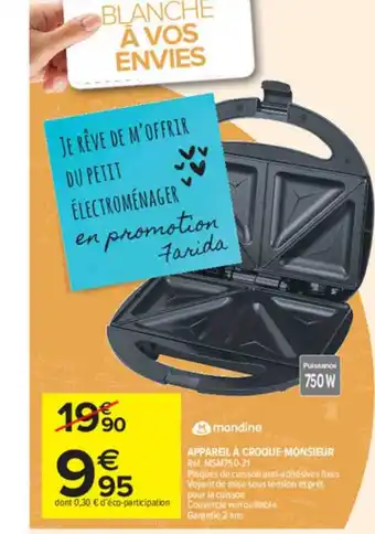 Carrefour Market Appareil à Croque-monsieur Mandine offre