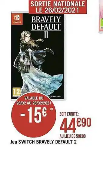 Géant Casino Jeu Switch Bravely Default 2 offre