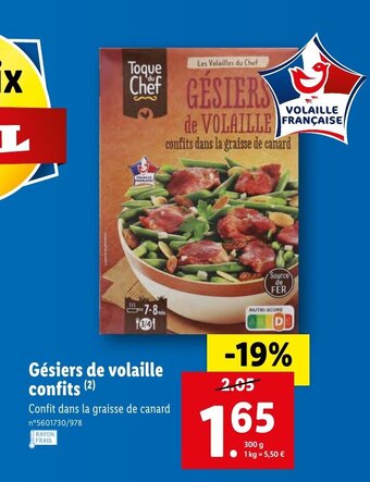 Lidl Gésiers de volaille confits offre