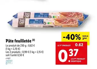 Lidl Pâte feuilletée offre