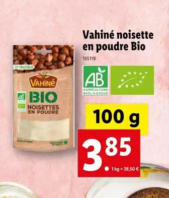 Lidl Vahiné noisette en poudre bio offre