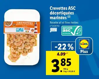 Lidl Crevettes ASC décortiquées marinées offre
