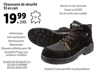 Lidl Chaussures de sécurité S3 en cuir offre