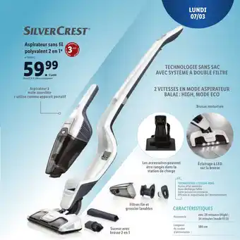 Lidl Aspirateur sans fil polyvalent 2 en 1 offre