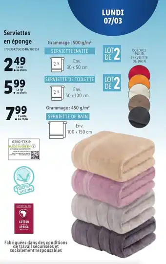 Lidl Serviettes en éponge offre