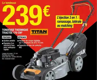 Brico Dépôt Tondeuse thermique tractée 170 cm offre