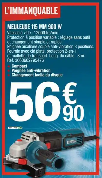 Brico Dépôt Meuleuse 115 MM 900 W offre