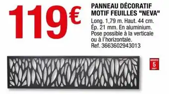 Brico Dépôt Panneau décoratif motif feuilles "neva" offre