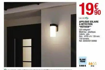 Brico Dépôt Applique solaire à détection "hotham" offre