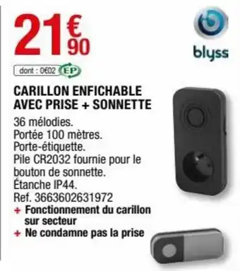 Carillon enfichable avec prise + sonnette