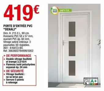 Brico Dépôt Porte d'entrée PVC "denali" offre