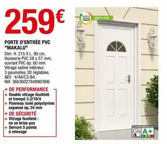 Brico Dépôt Porte d'entrée PVC "makalu" offre