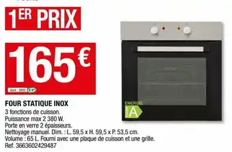 Brico Dépôt Four statique inox offre
