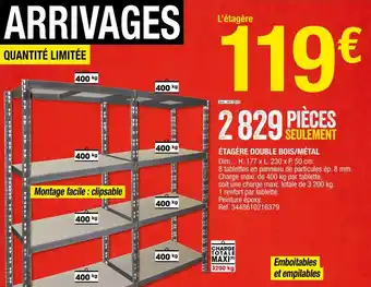 Brico Dépôt Étagère double bois/métal offre