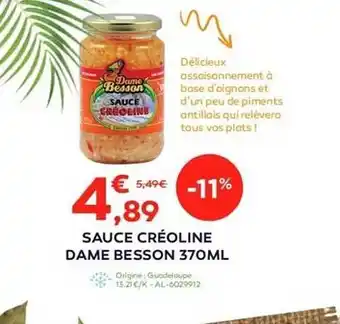 Cabesto Sauce Creoline Dame Besson 370 Ml offre