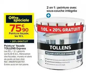 Castorama Peinture Façade Tollens Express offre