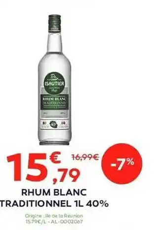 Rhum Blanc Traditionnel 1l 40%