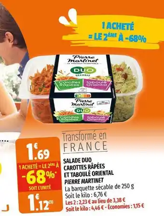 Coccimarket Salade Duo Carottes Râpées Et Taboulé Oriental Pierre Martinet 1 Acheté = Le 2ème à -68% offre