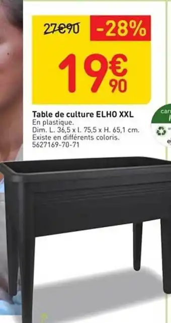 Weldom Table De Culture Elho Xxl offre