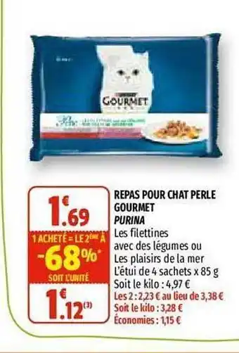 Coccinelle Supermarché Repas Pour Chat Perle Gourmet Purina offre