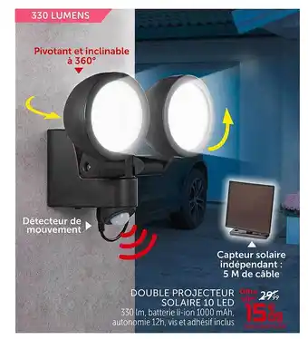 Gifi Double Projecteur Solaire 10 Led offre