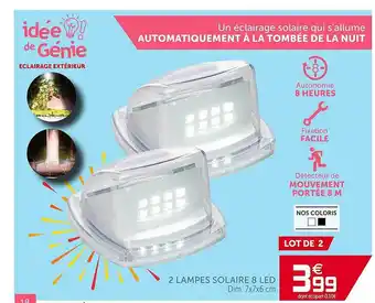 Gifi 2 Lampes Solaire 8 Led offre