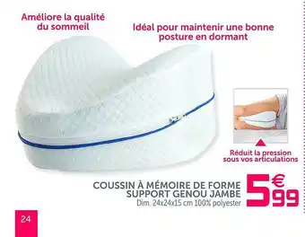 Gifi Coussin à Mémoire De Forme Support Genou Jambe offre