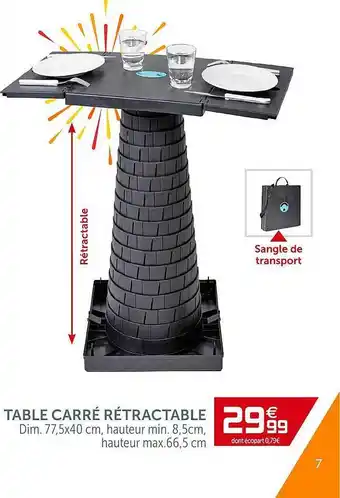 Gifi Table Carré Rétractable offre