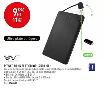 Hyperburo Power Bank Flat Color - 2500 Mah offre