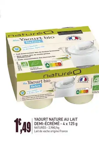naturéO Yaourt Nature Au Lait Demi-ecreme Natureo offre