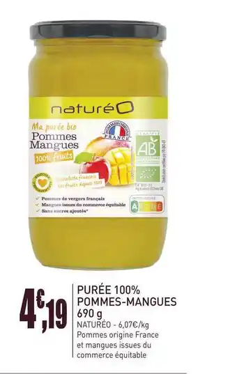 naturéO Puree 100% Pommes-mangues 690 G Natureo offre