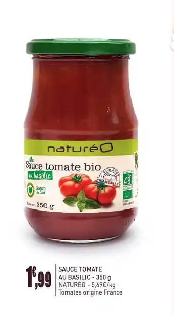 naturéO Sauce Tomate Au Basilic 350 G Natureo offre