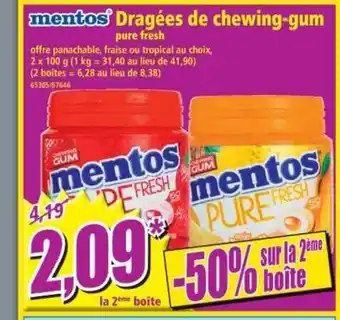 Norma Mentos Dragées De Chewing-gum Pure Fresh -50% Sur La 2ème Boîte offre