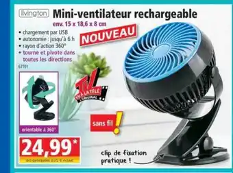 Livington Mini-ventilateur Rechargeable