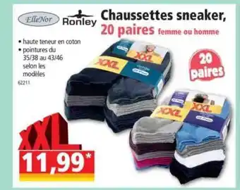 Norma Elle'nor Ronley Chaussettes Sneaker 20 Paires Femme Ou Homme offre