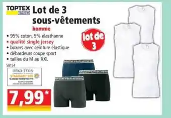 Norma Toptex Pro Lot De 3 Sous-vêtements Homme offre