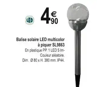 Balise Solaire Led Multicolor A Piquer Sl9863