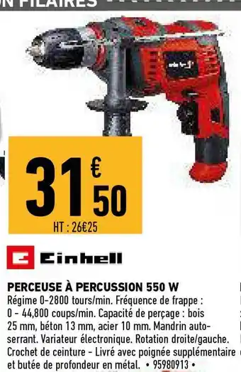 Brico Cash Einhell Perceuse A Percussion 550 W offre