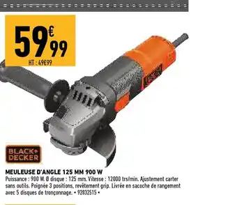 Brico Cash Black+decker Meuleuse D'angle 125 Mm 900 W offre