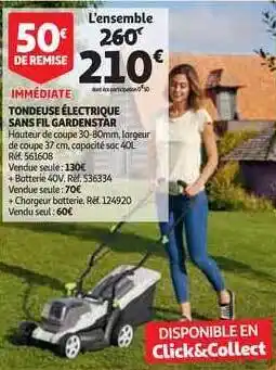 Auchan Direct Tondeuse Electrique Sans Fil Gardenstar offre